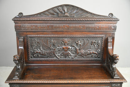 Victorian Carved Walnut Renaissance Revival Bench