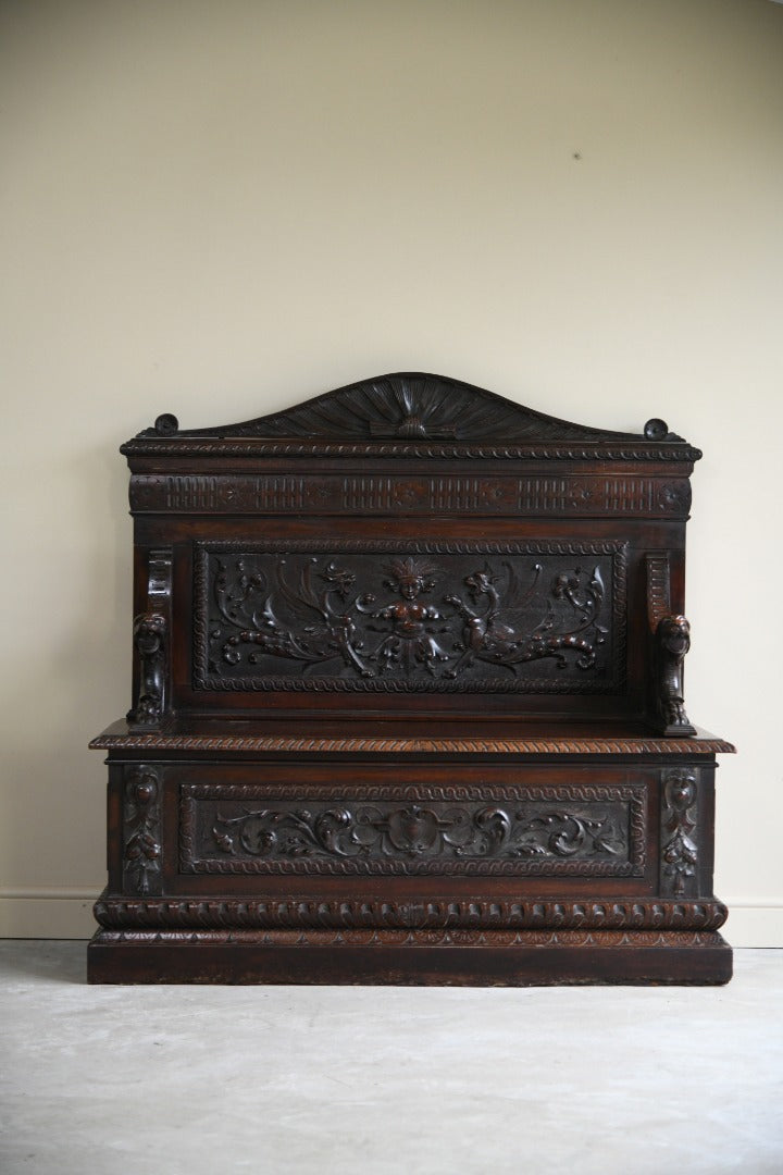 Victorian Carved Walnut Renaissance Revival Bench