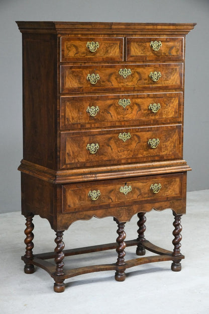 Antique Queen Anne Walnut Chest On Stand