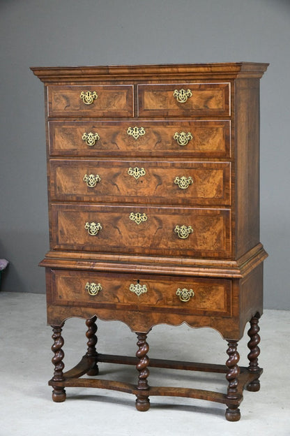 Antique Queen Anne Walnut Chest On Stand