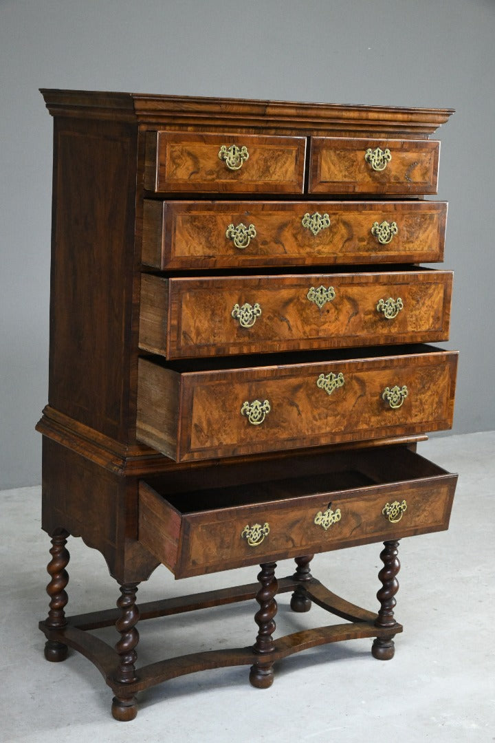 Antique Queen Anne Walnut Chest On Stand