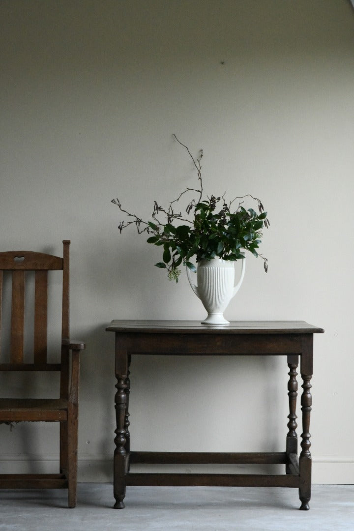 Antique Rustic Oak Side Table