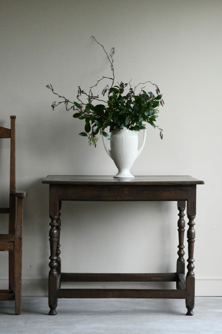 Antique Rustic Oak Side Table