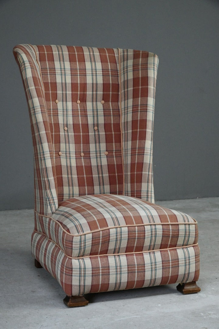 Upholstered Checked Occasional Chair