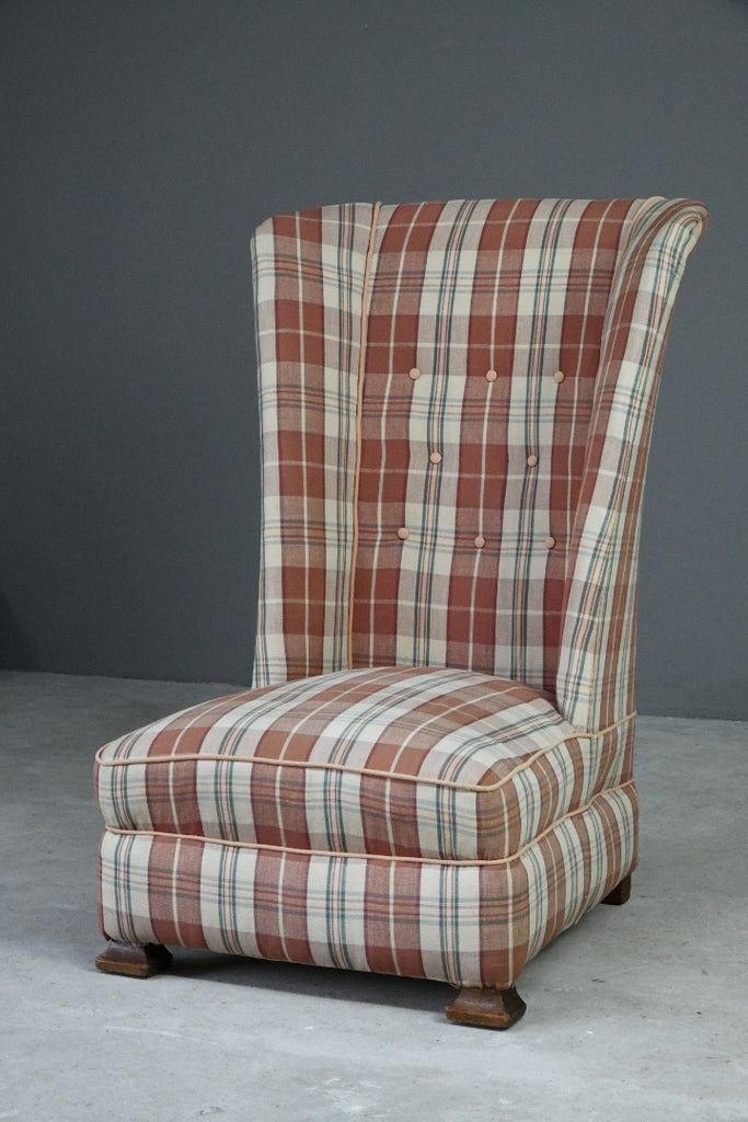Upholstered Checked Occasional Chair