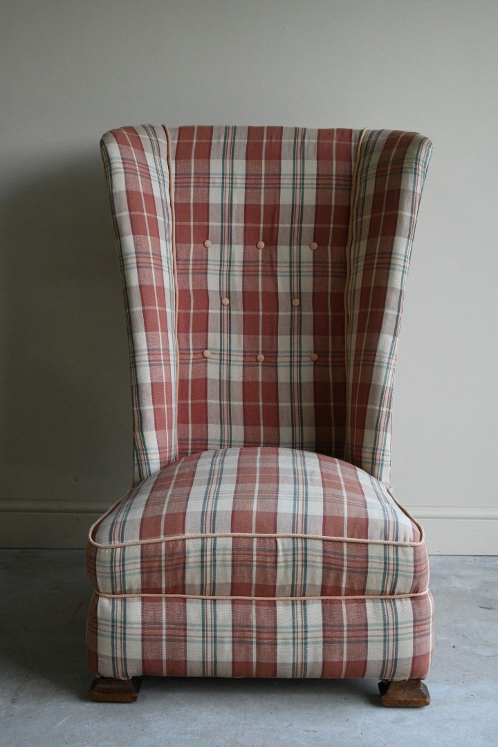 Upholstered Checked Occasional Chair