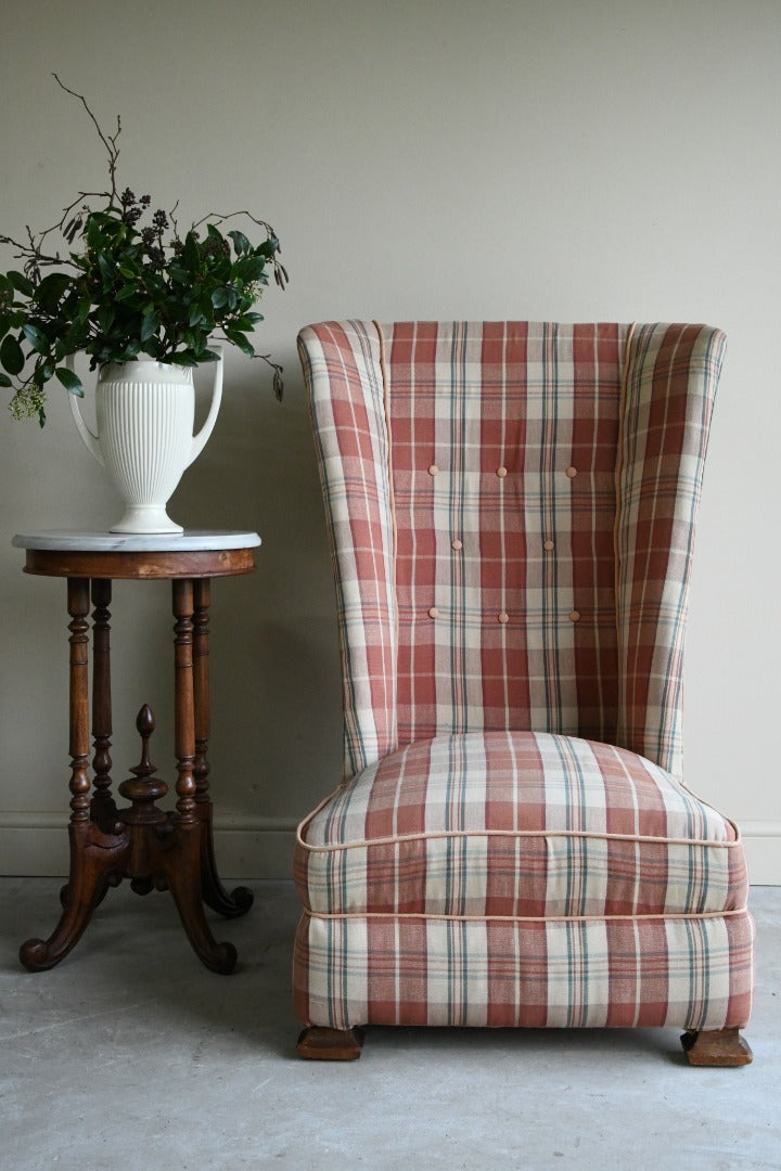 Upholstered Checked Occasional Chair