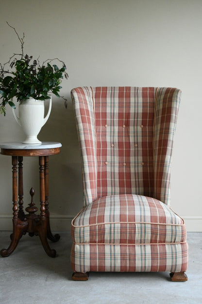 Upholstered Checked Occasional Chair