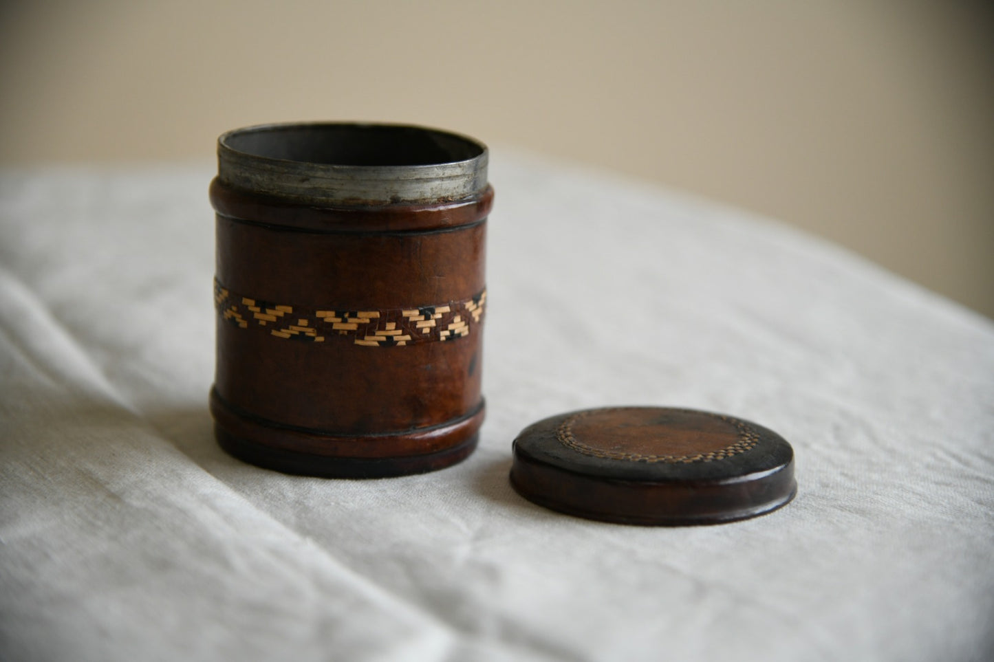 Vintage Leather Bound Cigarette Tin