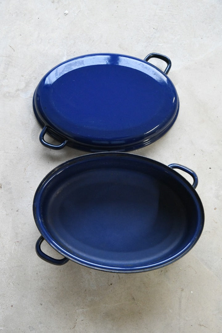 Vintage Blue Enamel Roaster