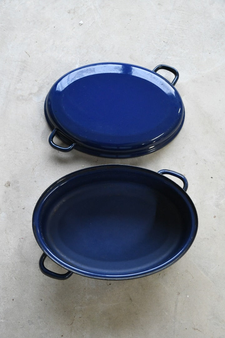 Vintage Blue Enamel Roaster