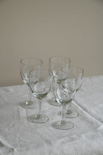 5 Etched Wine Glasses