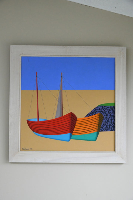 Red & Orange Fishing Boats - Oil on Canvas
