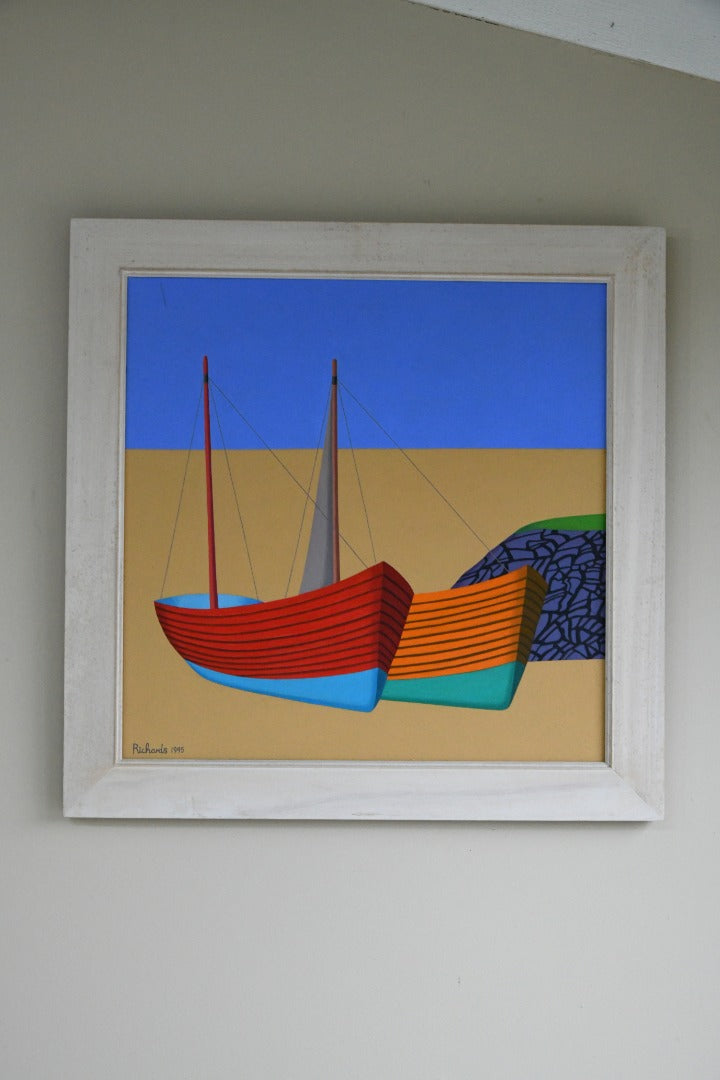 Red & Orange Fishing Boats - Oil on Canvas