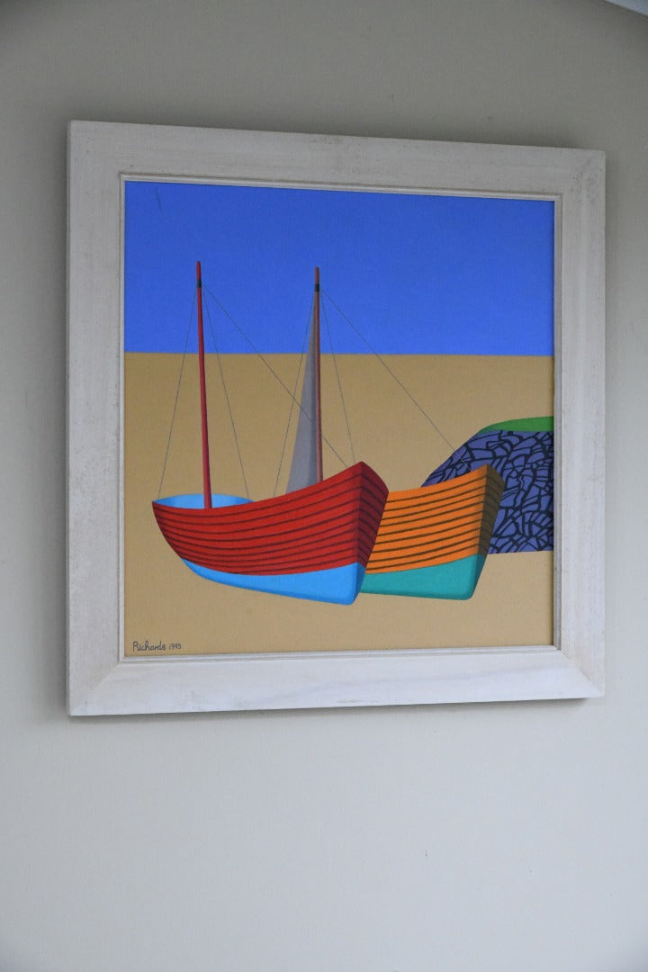 Red & Orange Fishing Boats - Oil on Canvas