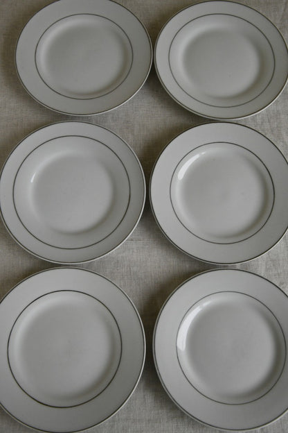 6 White China Bread Plates