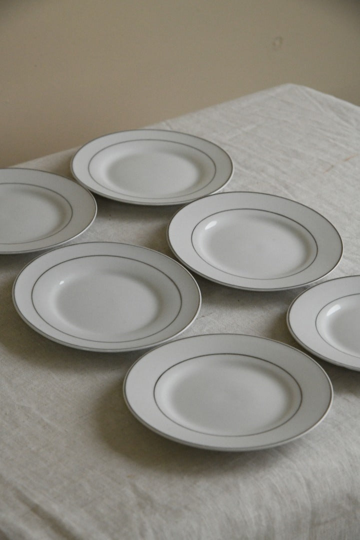 6 White China Bread Plates