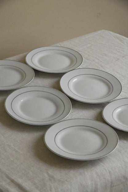 6 White China Bread Plates