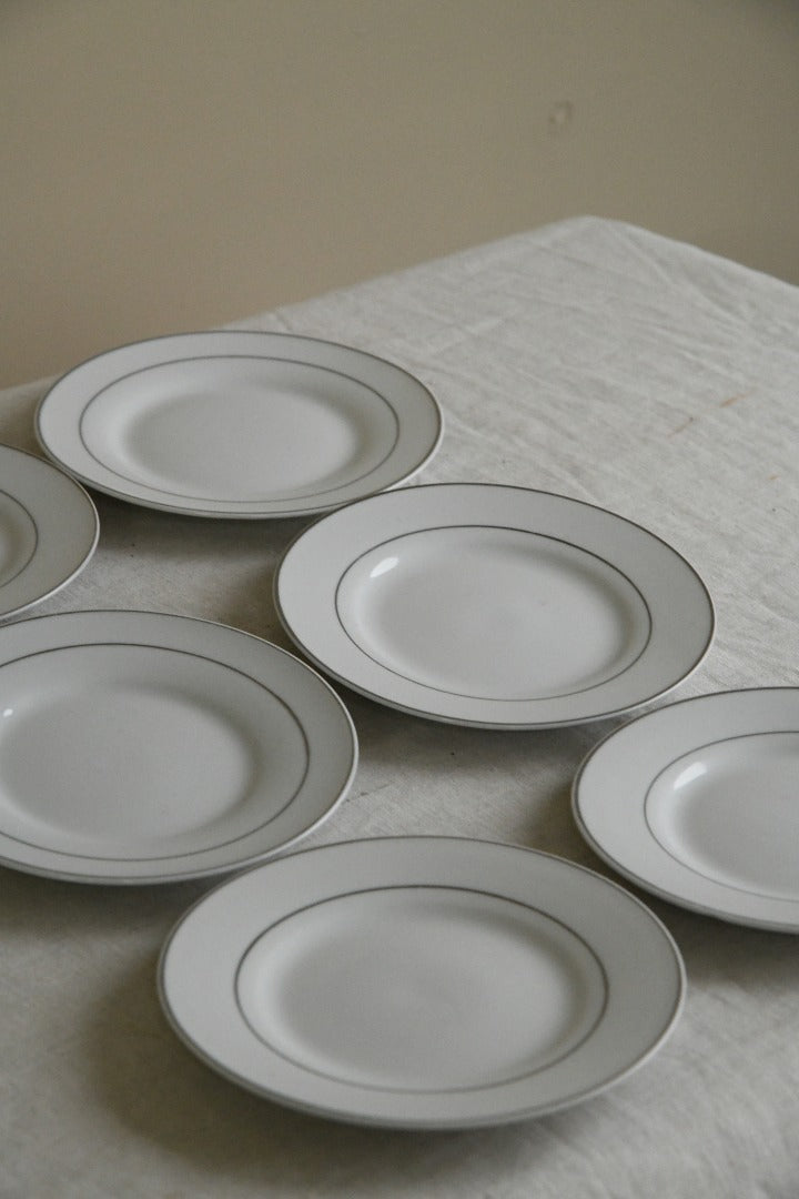 6 White China Bread Plates