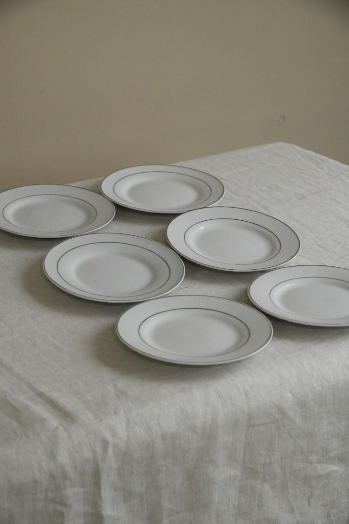 6 White China Bread Plates