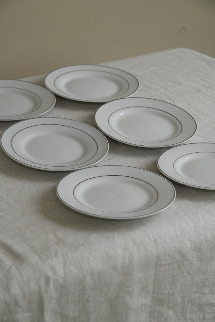 6 White China Bread Plates