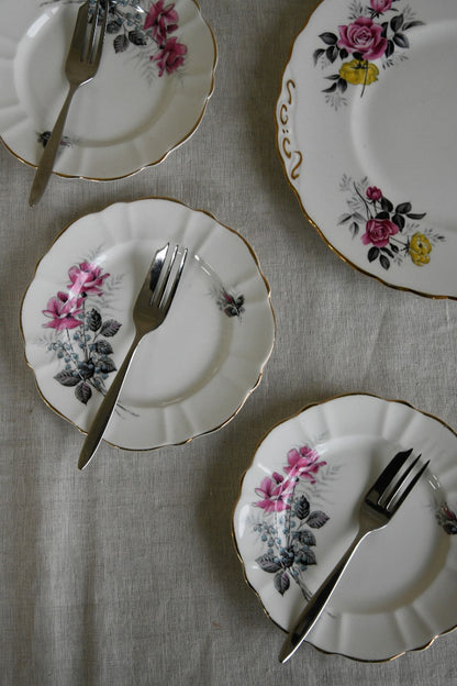 Vintage Cake Plate & 6 Tea Plates