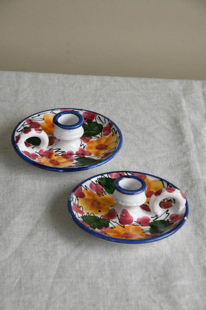 Pair Pottery Candlesticks