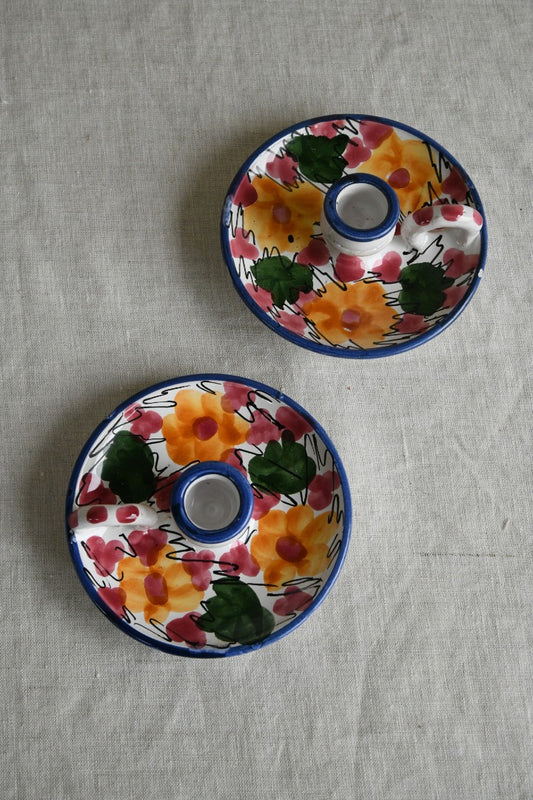 Pair Pottery Candlesticks