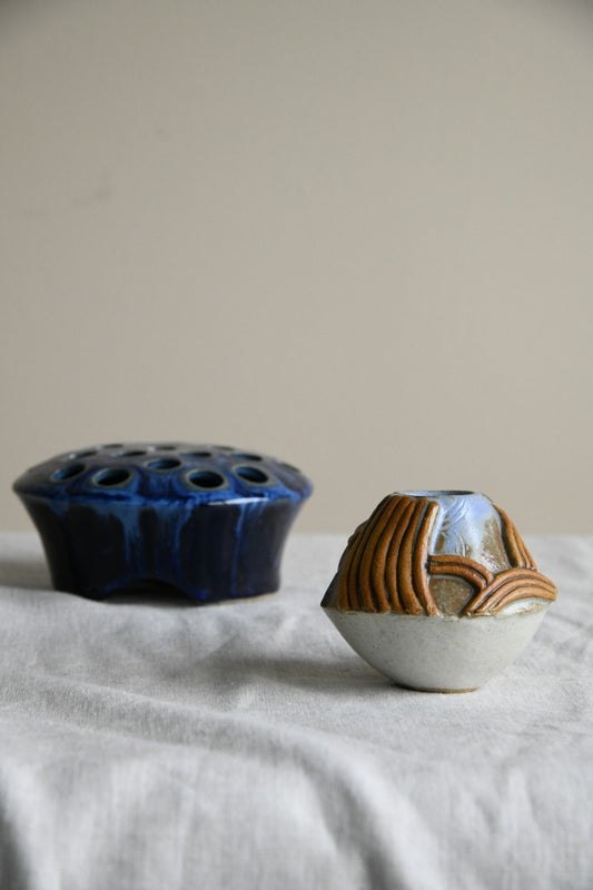 Large Ceramic Frog & Blue Pot