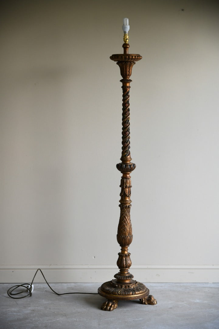 Polychrome & Gilt Wood Standard Lamp