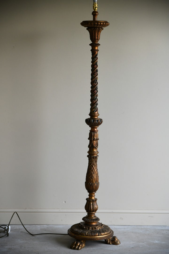 Polychrome & Gilt Wood Standard Lamp