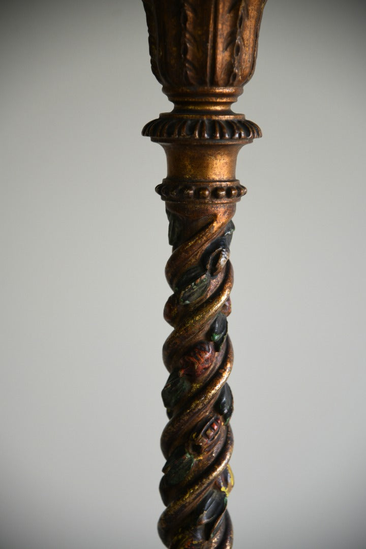 Polychrome & Gilt Wood Standard Lamp