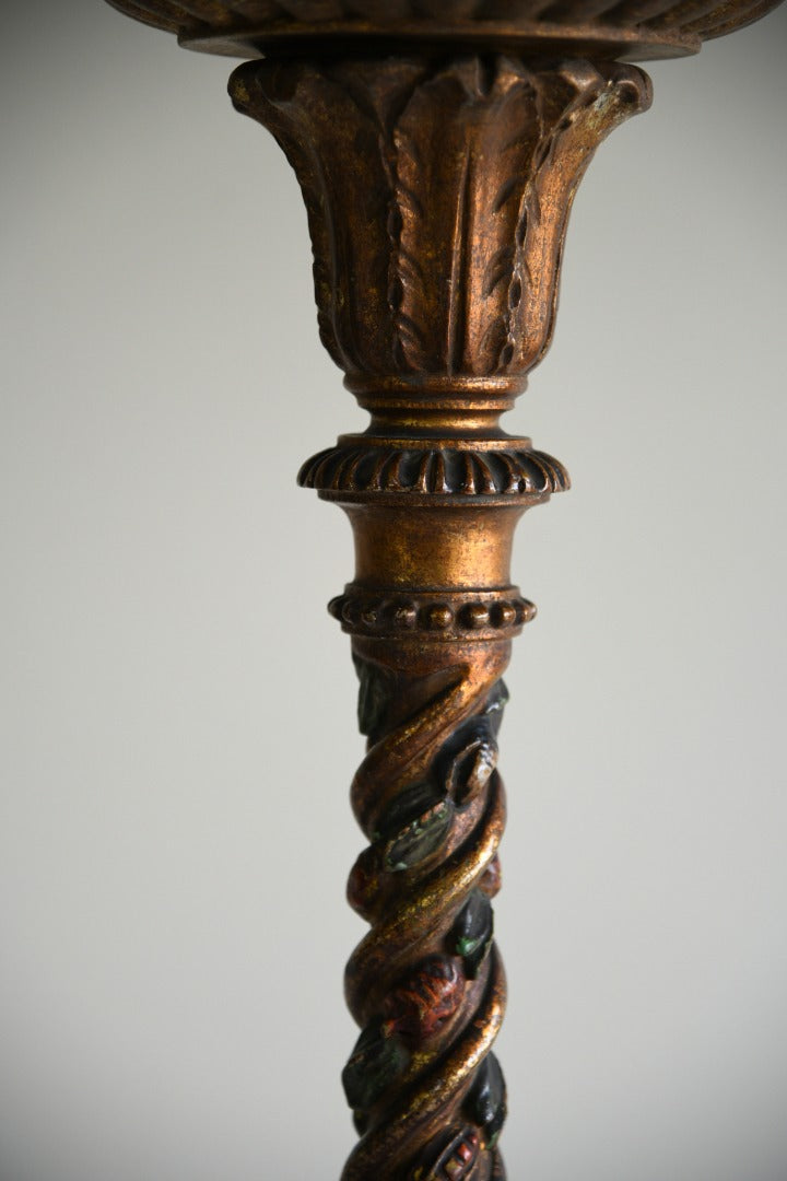 Polychrome & Gilt Wood Standard Lamp