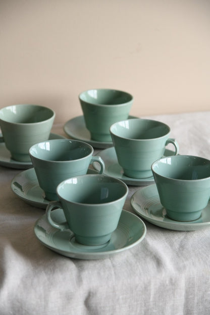 Set 6 Woodsware Beryl Teacups & Saucers