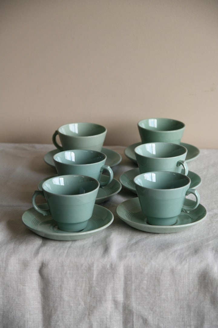 Set 6 Woodsware Beryl Teacups & Saucers