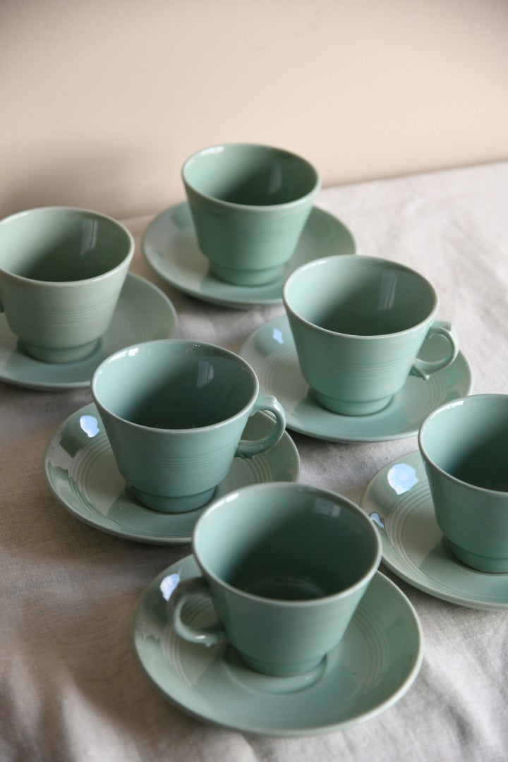 Set 6 Woodsware Beryl Teacups & Saucers