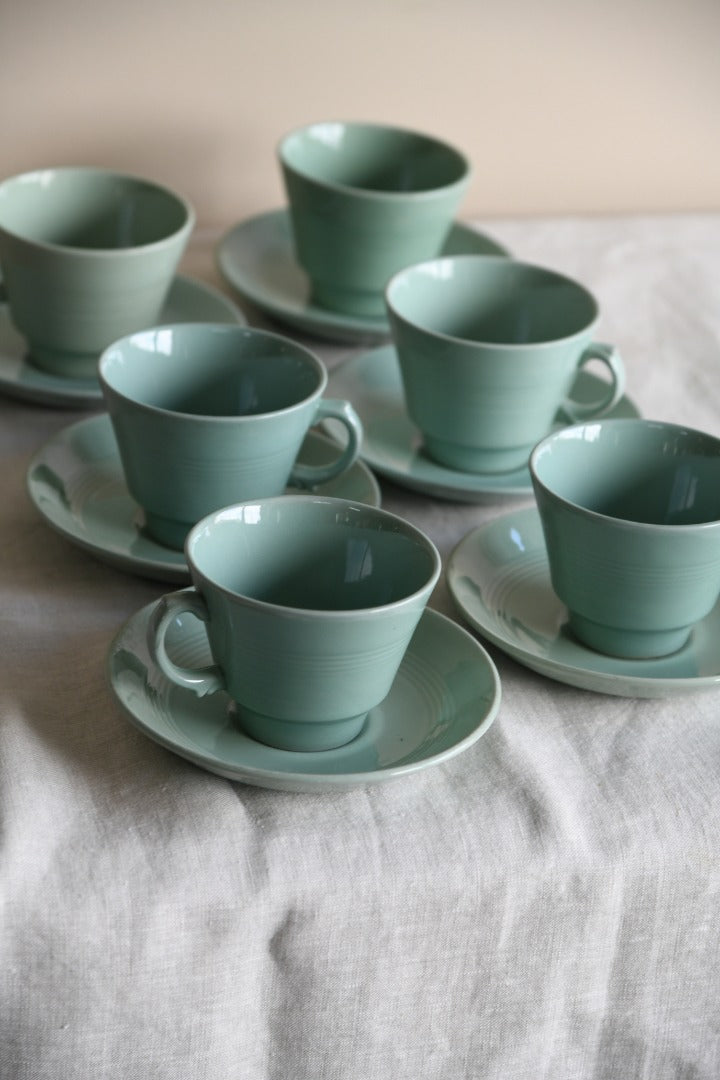 Set 6 Woodsware Beryl Teacups & Saucers