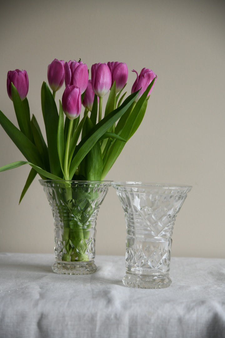 Pair Pressed Glass Vase