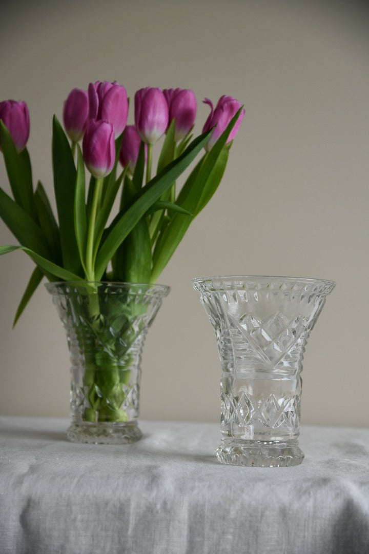 Pair Pressed Glass Vase