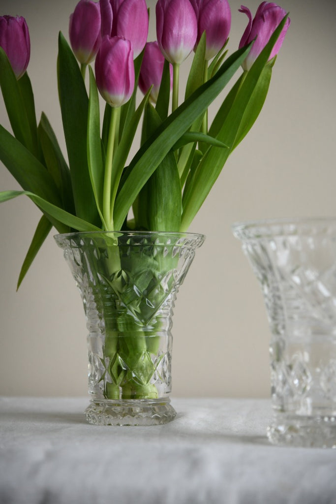 Pair Pressed Glass Vase