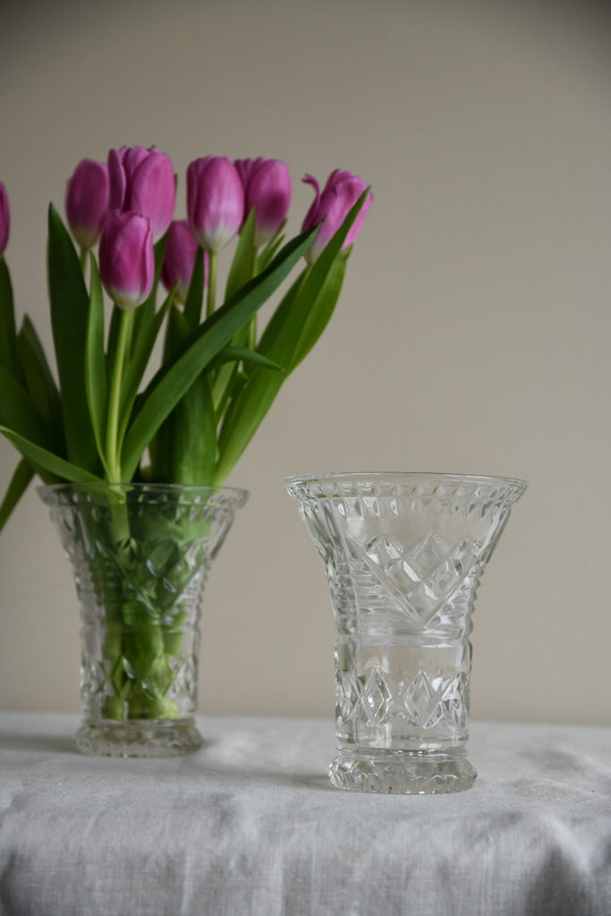 Pair Pressed Glass Vase