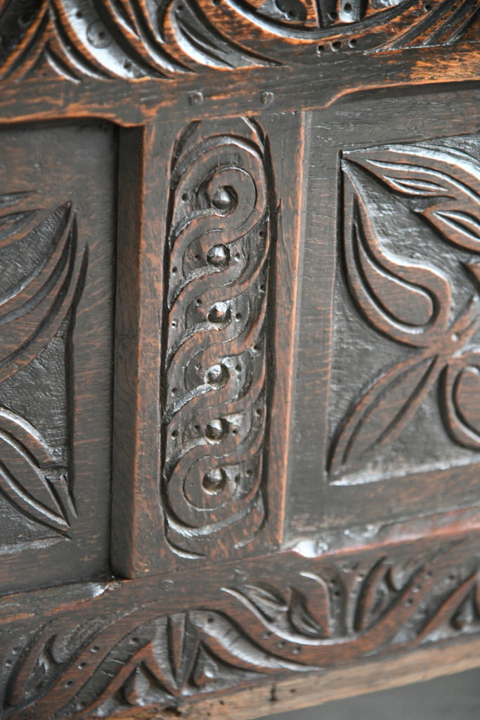 Antique Carved Oak English Coffer
