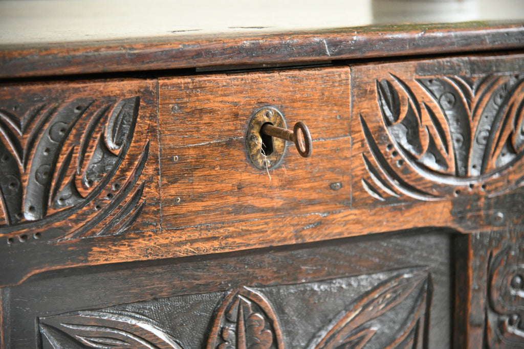 Antique Carved Oak English Coffer