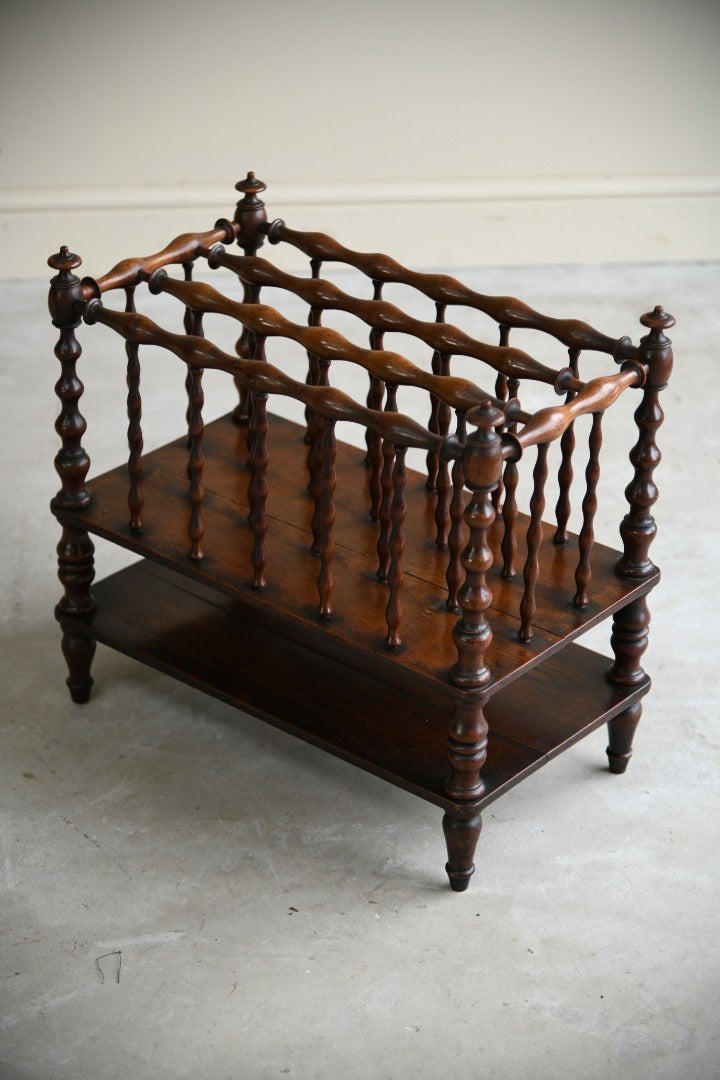 Antique Turned Fruitwood Canterbury