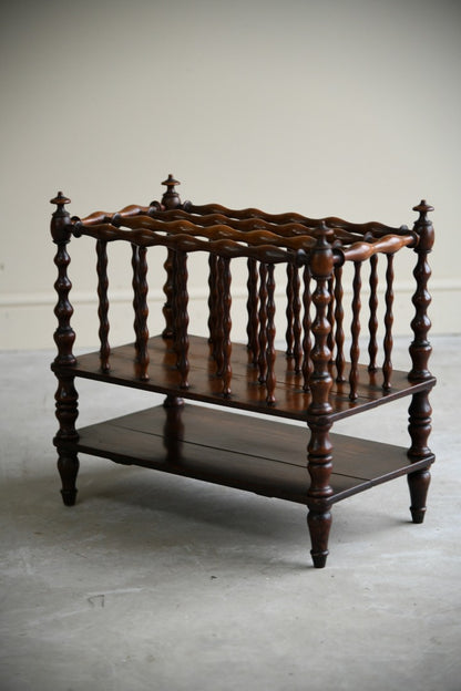 Antique Turned Fruitwood Canterbury