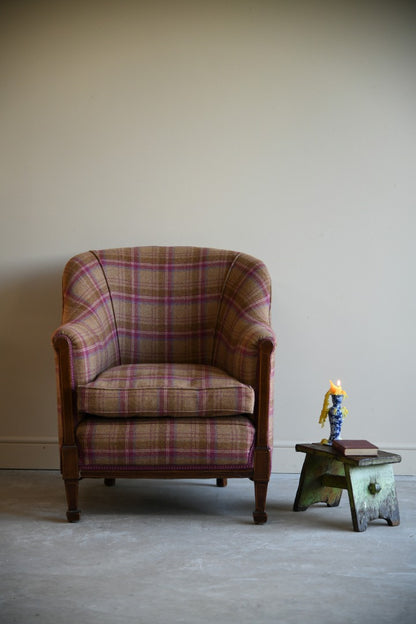 Edwardian Tartan Upholstered Armchair