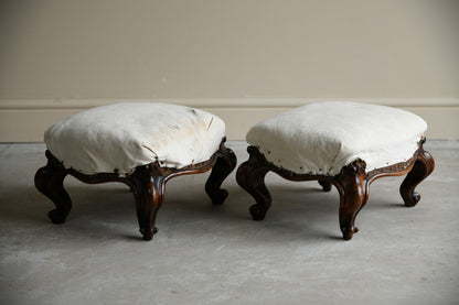 Pair Victorian Walnut Footstools