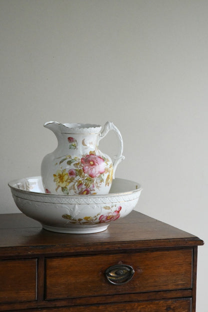 Victorian Floral Wash Bowl & Jug