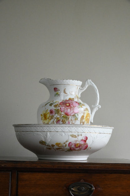 Victorian Floral Wash Bowl & Jug