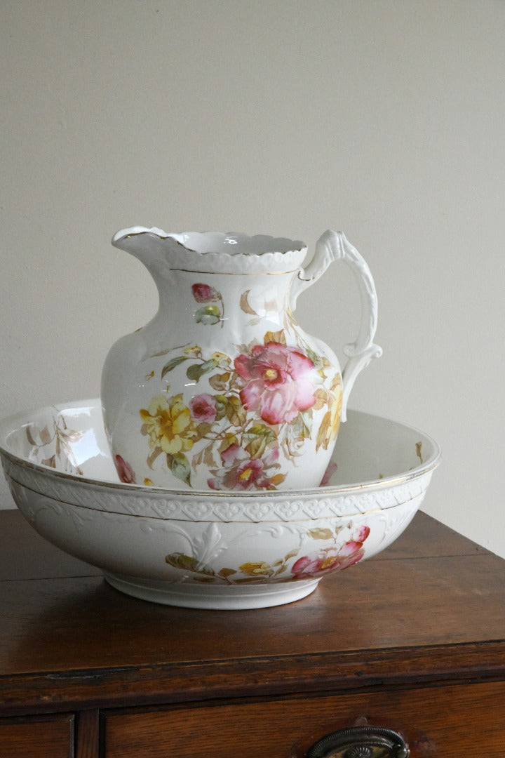 Victorian Floral Wash Bowl & Jug